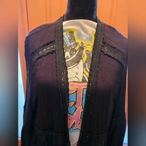 Black gauze Duster with black lace.